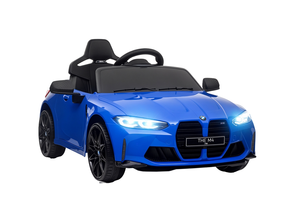 Coche De Batería Para Niños 12v Bmw M4 Con Mando A Distancia Faros Bocina Música Velocidad 3-5 Km/h Azul