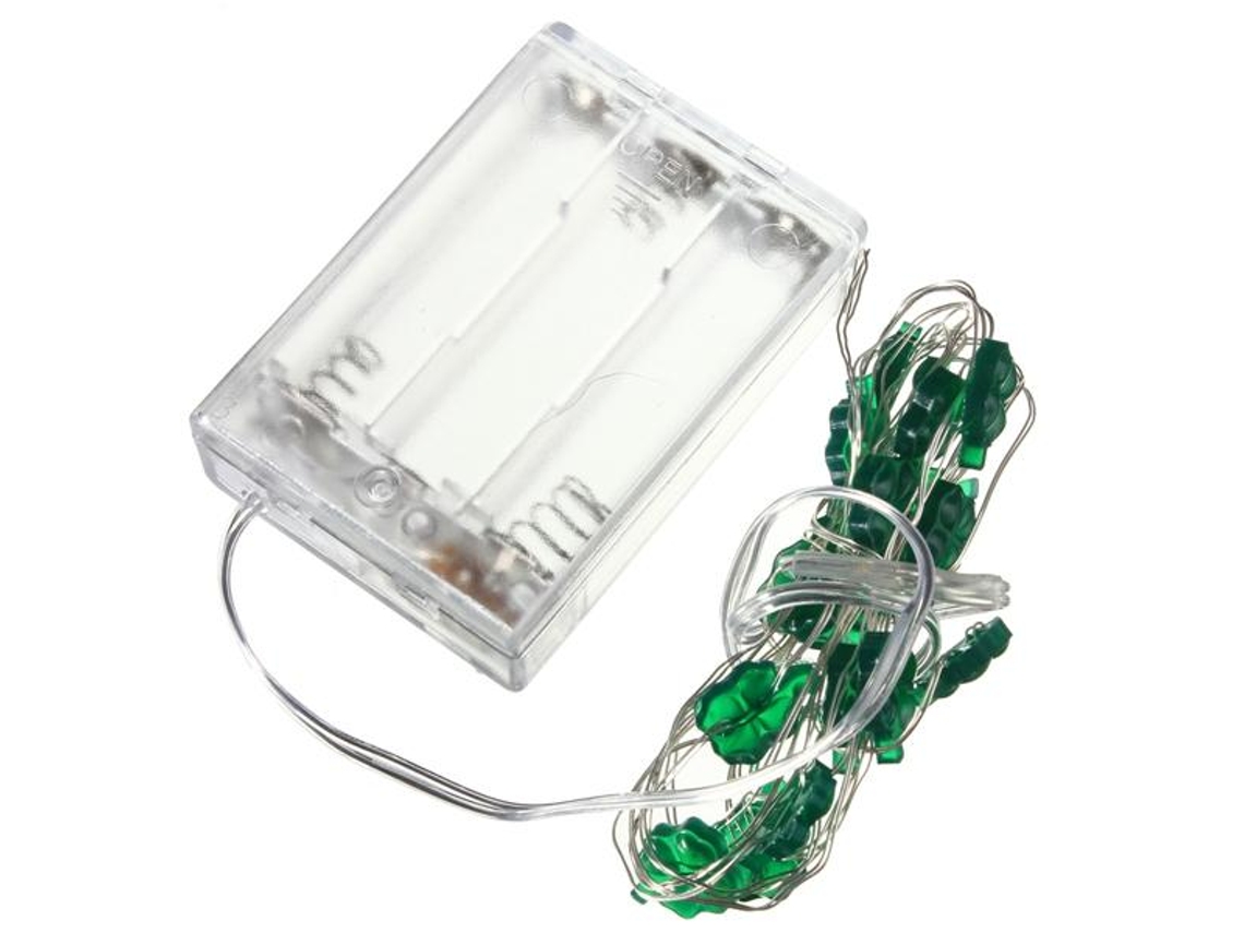 Guirnalda de luces navideñas de trébol de cuatro hojas con batería de 2 m y 18 LED para decoración de fiestas, bodas y Navidad.