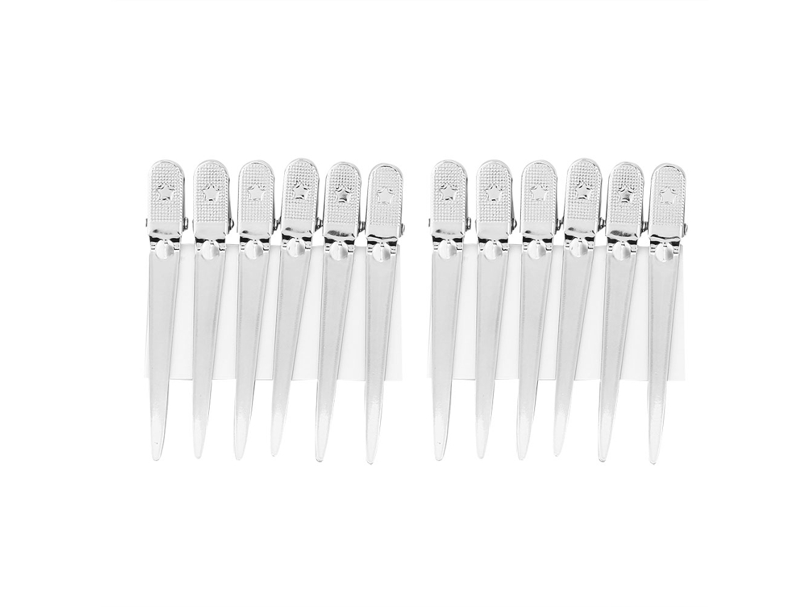12 Piezas/caja Pinzas De Peinado Para Salón Clips De Separación De Cabello Blanca Para Estilismo