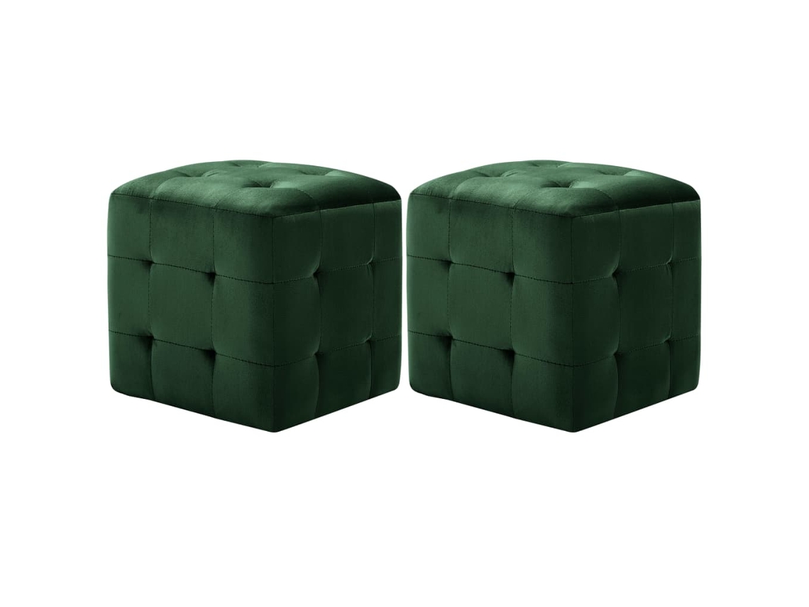 Mesitas de Noche 2 Pzs 30X30X30 Cm Terciopelo Verde