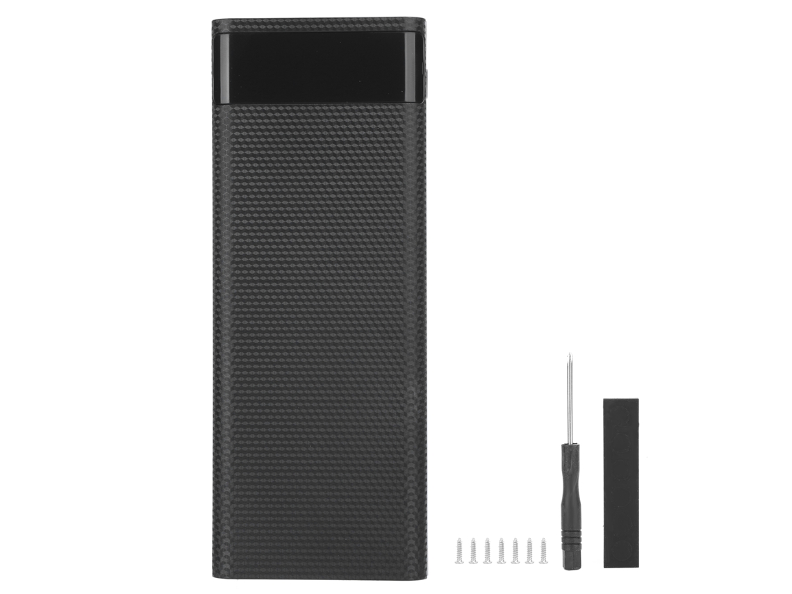 Caja de almacenamiento de baterías 2026 para 8 baterías 18650, para armar un power bank portátil ligero, color negro.