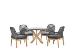 Conjunto de jardín de cemento reforzado mesa ⌀ 90 cm con 4 sillas gris/negro BELIANI Olbia