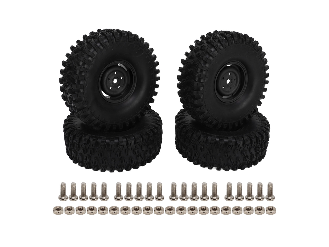 Juego De Ruedas Rc De 4 Piezas, 1,9 Pulgadas De Diámetro, Neumáticos De Plástico De 120 Mm Para Coche Todoterreno Rc A Escala 1/10 - Negro