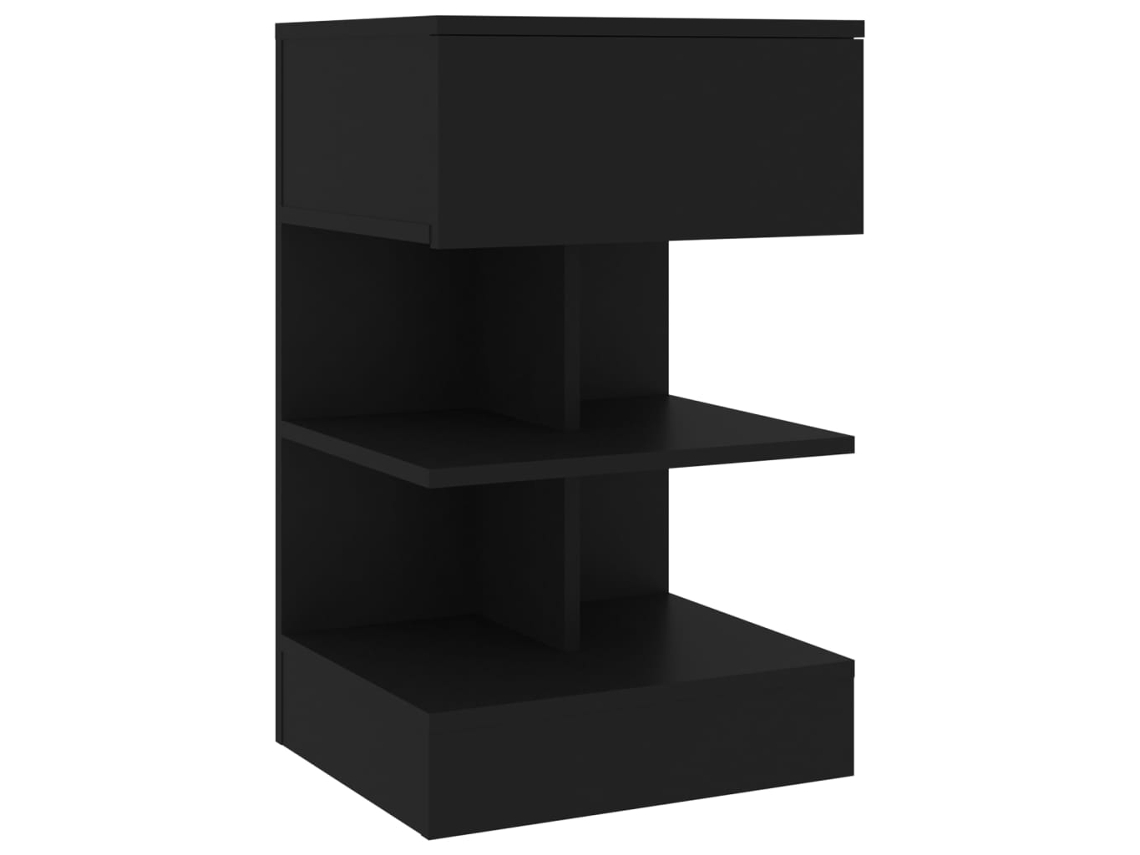 Mesa de Cabeceira LOVELY HOME Mesinha 40X35X65 Cm Contraplacado Preto