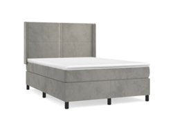 Maison Exclusive - Cama Box Spring Con Colchón Terciopelo Gris Claro 140x190 Cm