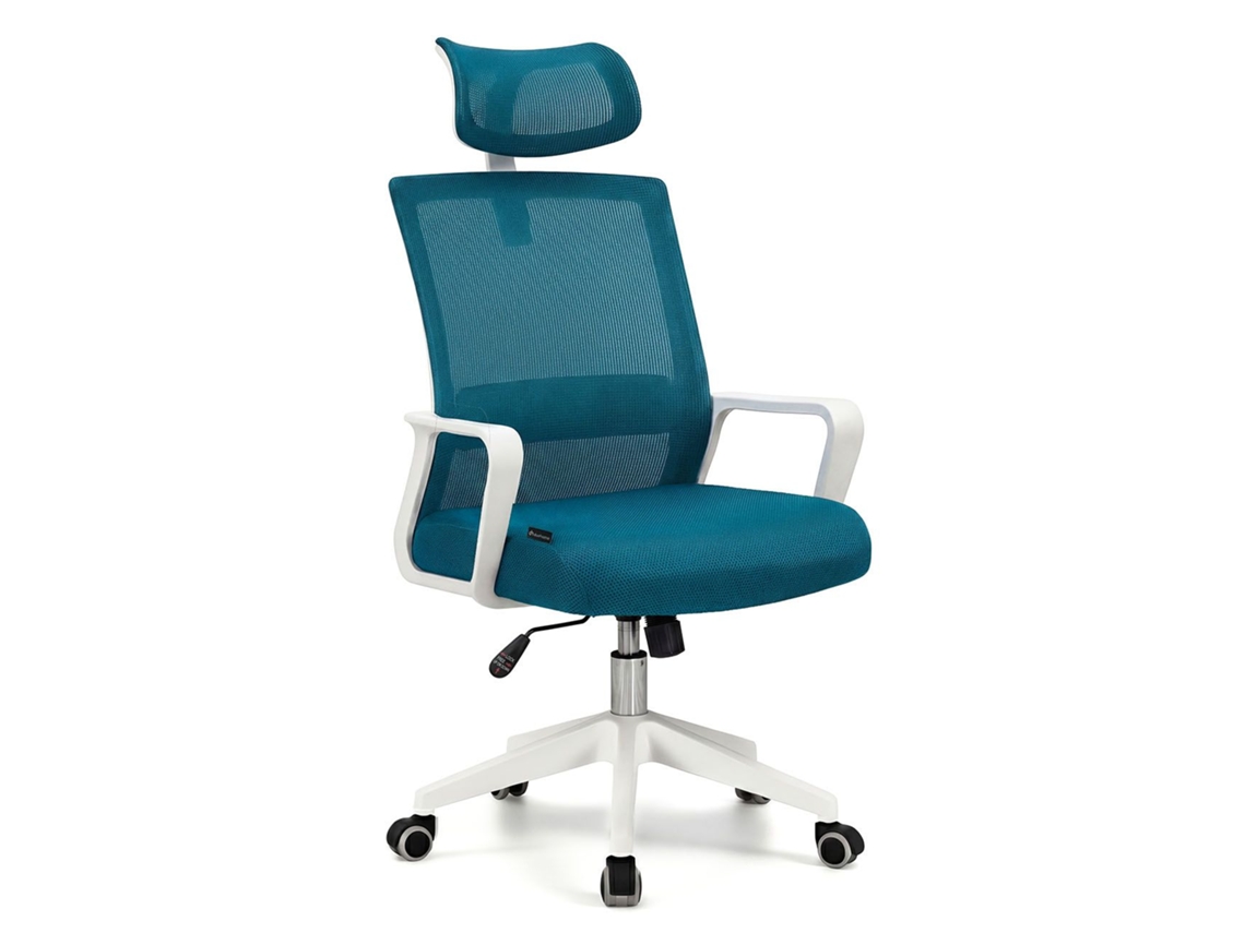 Silla De Oficina Ergonómica 111-121x51 Cm Dafne Tex Blanco - Turquesa 51 X 121 X 51 Cm
