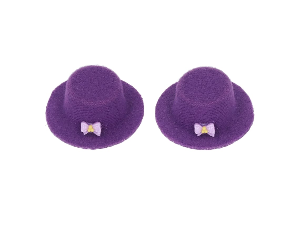 2pcs Chapéu De Festa Miniatura 1/12 Com Laço Para Boneca Acessório De Casinha De Bonecas Roxo