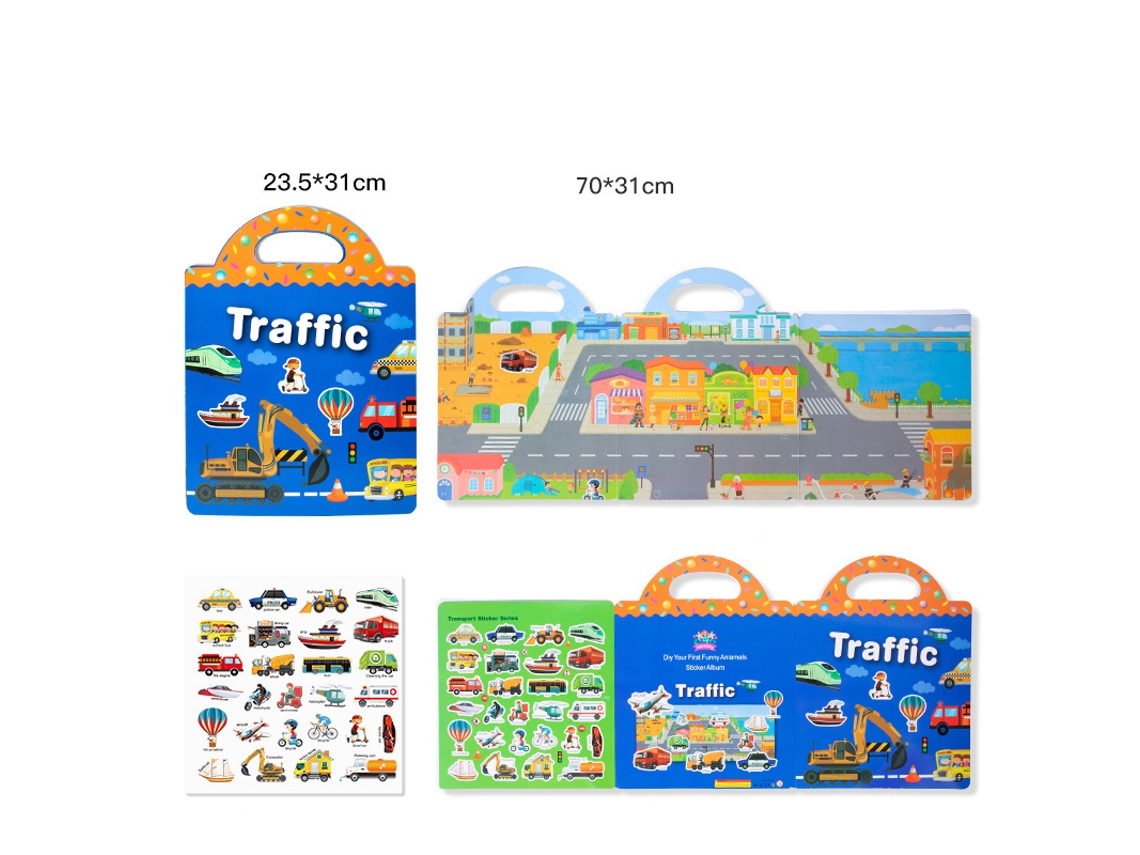 Libro de pegatinas reutilizables para niños con juego de rompecabezas gratuito, apto para niños MDUG