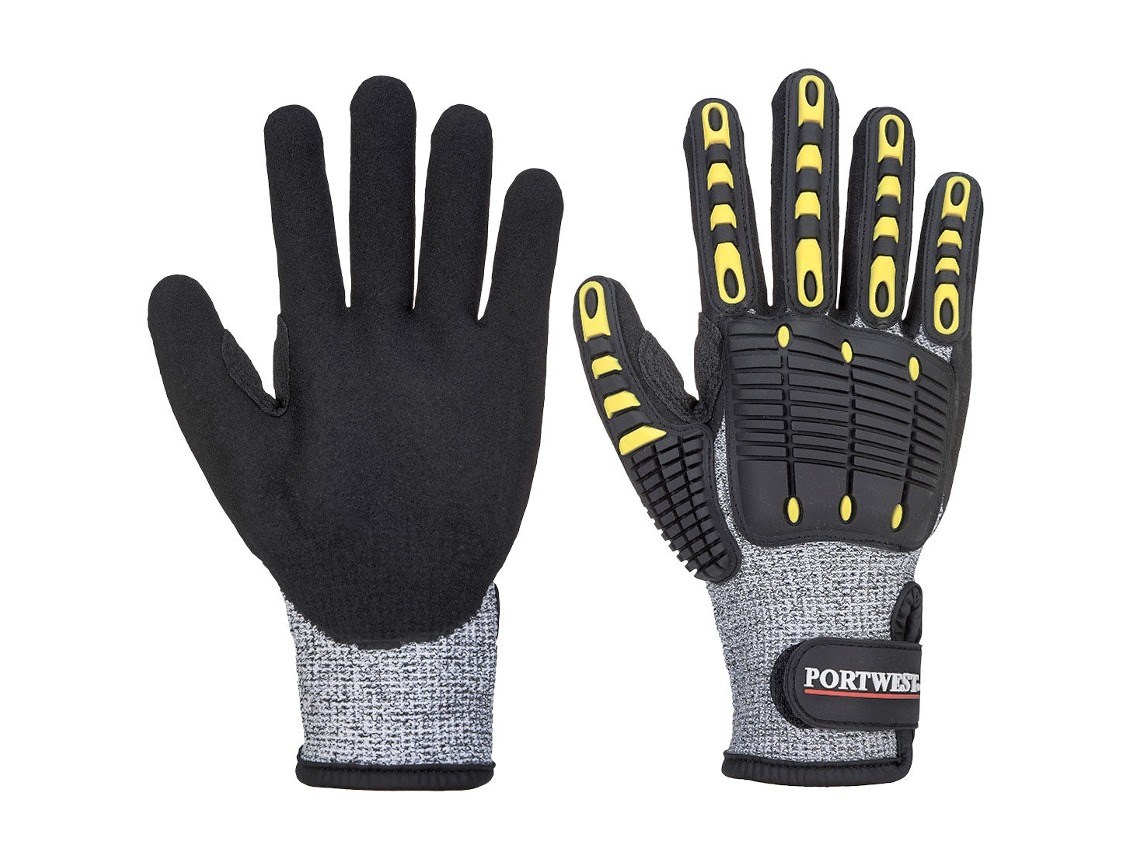 Guante Anticorte y Antichoque Seguridad y Comodidad en las Manos / Gris Negro / L Portwest