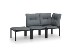 Maison Exclusive - Juego De Muebles Jardín 3 Pzas Ratán Sintético Negro Y Gris