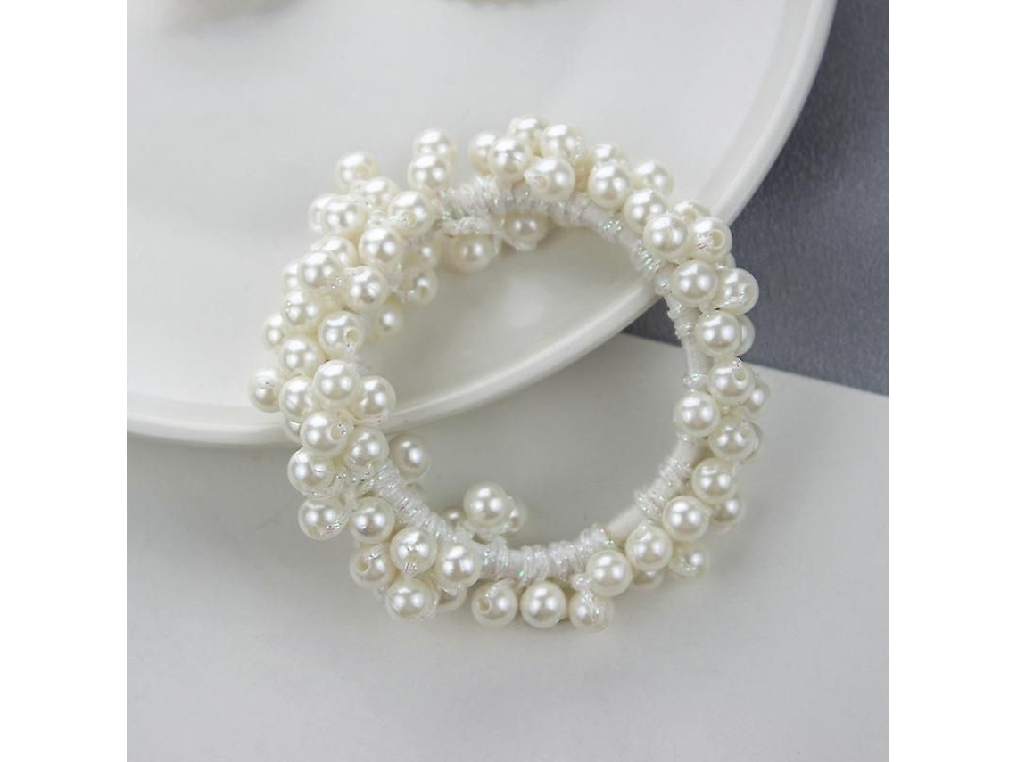 Fasst-4 Unidades De Scrunchies De Perlas Falsas, Gomas Elásticas Para Cabello, Accesorios Rosados Para Mujeres Y Niñas