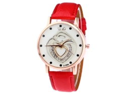 Reloj De Pulsera De Cuero Moderno Quartz Para Hombres Y Mujeres (rojo)