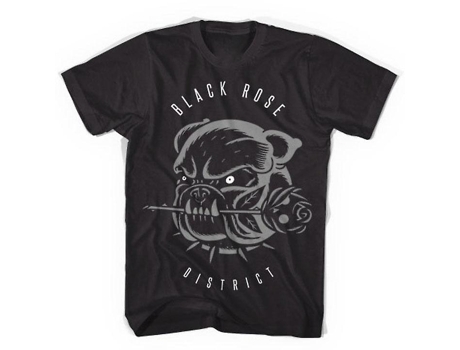 Camiseta ROCKINSTONE Bulldog Distrito Rosa Negra (XL)