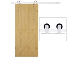 Juego Completo De Herrajes Para Puerta Corredera De Acero Al Carbono Blanco De 183 Cm.