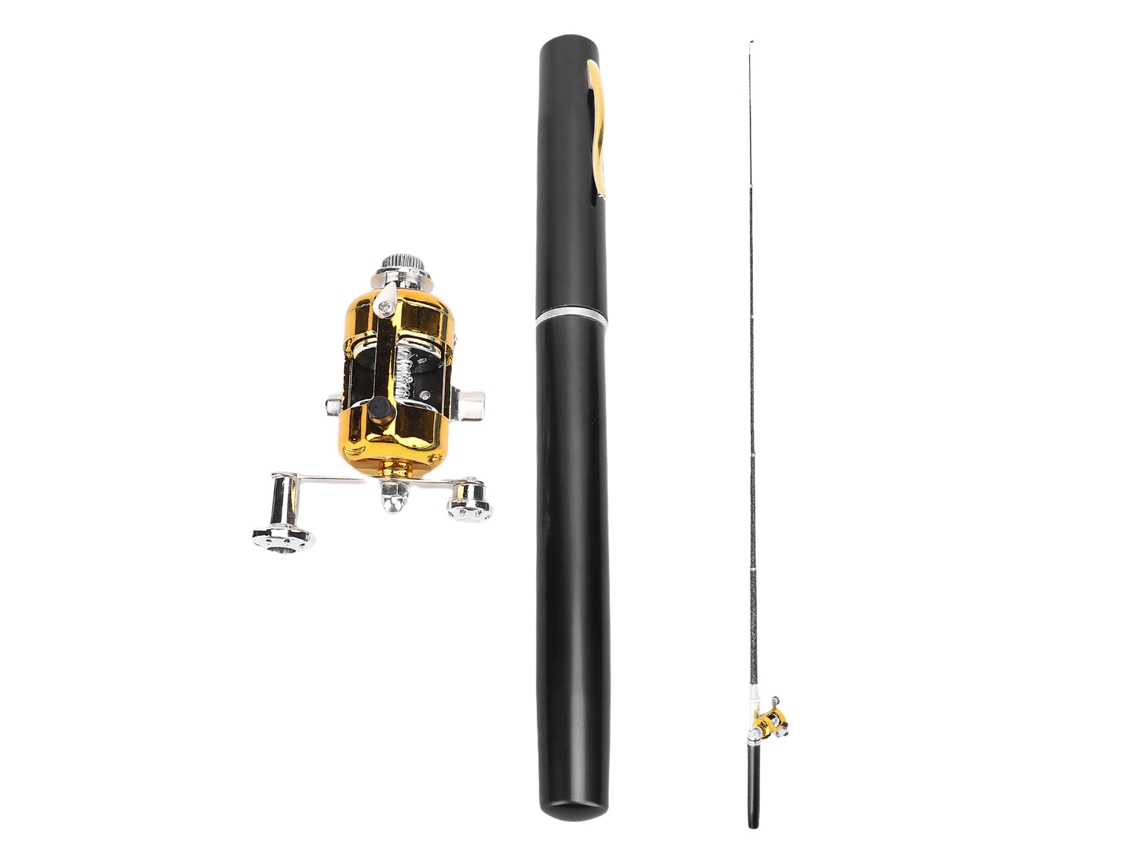 Cañón De Pesca Pluma Ligero Y Resistente 21cm Black Con Carrete Para Viajes Y Regalo