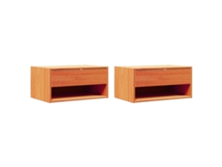 Juego de mesita de noche de 2 piezas, marrón cera, 50 x 32,5 x 24 cm, EXCLUSIVA DE LA CASA