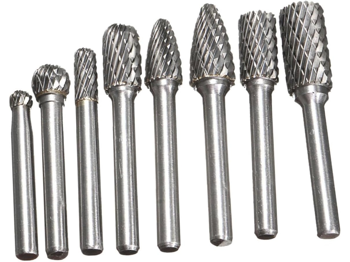Juego De 8 Muelas Abrasivas De Acero De Tungsteno Con Doble Vástago.