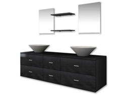 Maison Exclusive - Conjunto De Muebles De Baño Y Lavabo 7 Piezas Negro