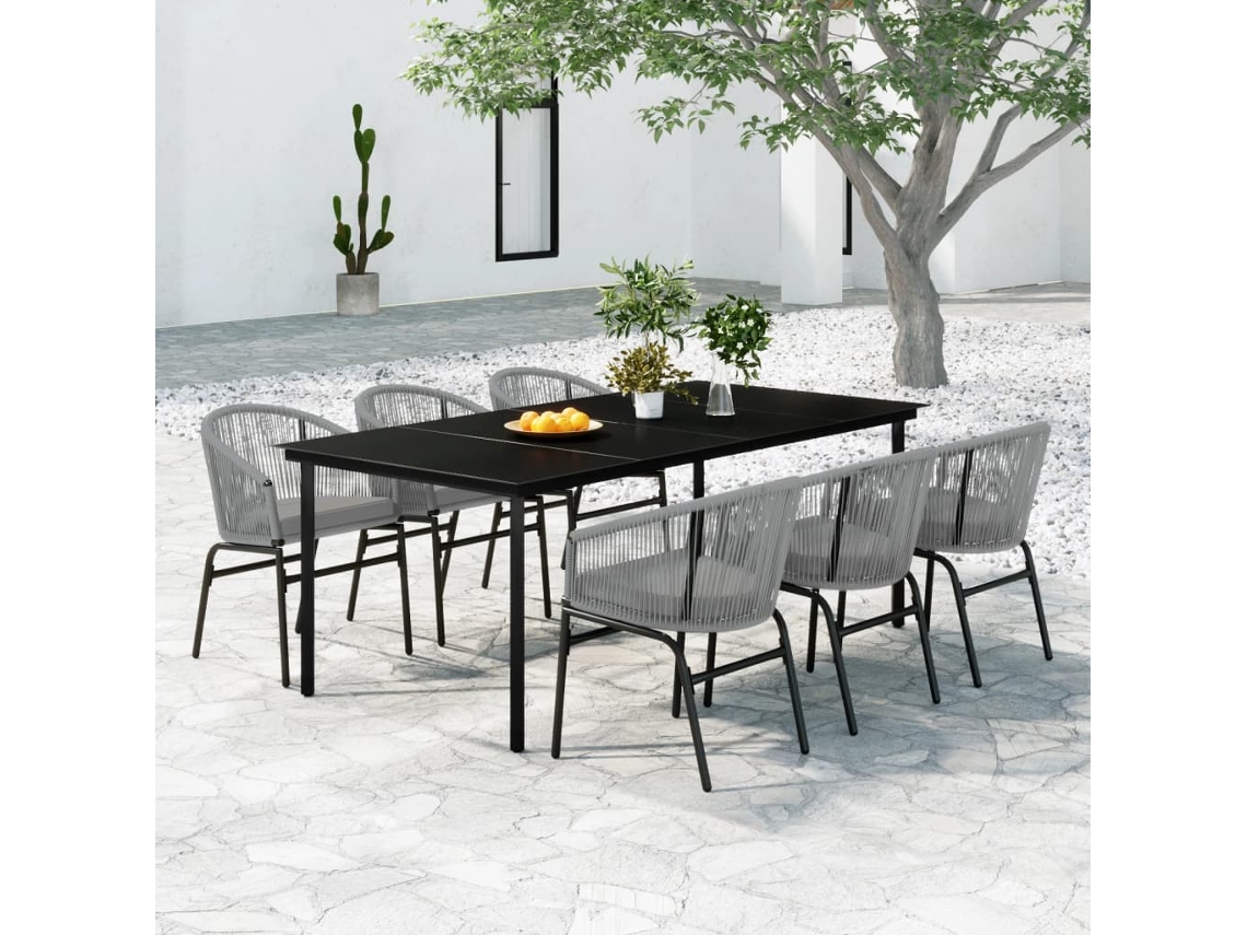 Juego de comedor de jardín de 7 piezas gris Dkd Home Decor