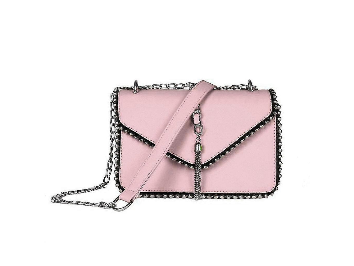 Bolso de mano con borlas y remaches para mujer, minibolso bandolera con cadena, bolso tote rosa Lalamoli