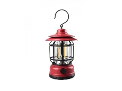 2026-9256-lámpara De Camping Retro Cob Recargable Usb Ipx4 Regulable 15w 200lm Mango Portátil Rojo