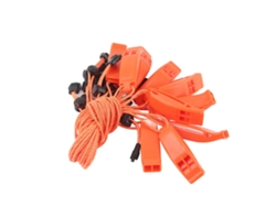 Silbato de seguridad de emergencia con cordón naranja, paquete de 10, para acampar, hacer senderismo, cazar y pescar.