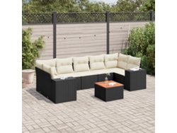 Conjunto de sofá de jardín de 8 piezas con cojines en mimbre sintético negro de DKD Home Decor