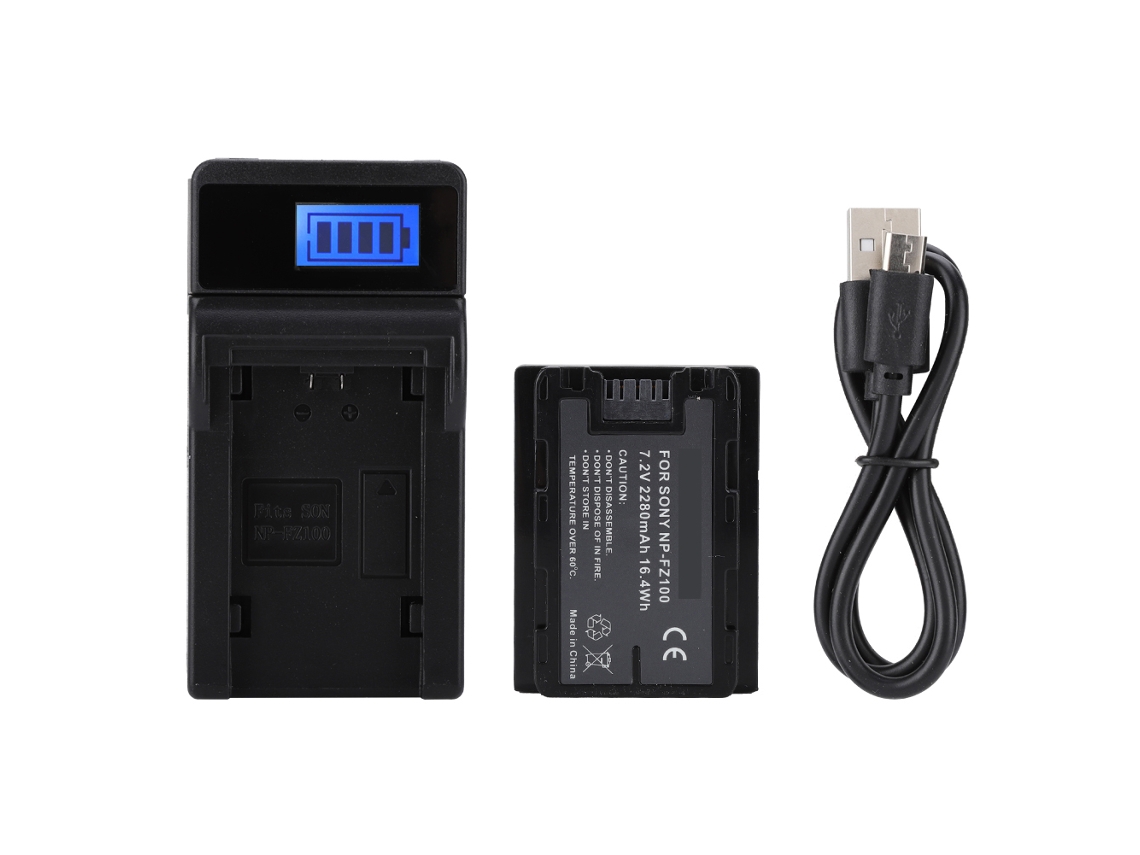 Cargador USB con pantalla LCD y batería de 2280 mAh para Sony NP-FZ100