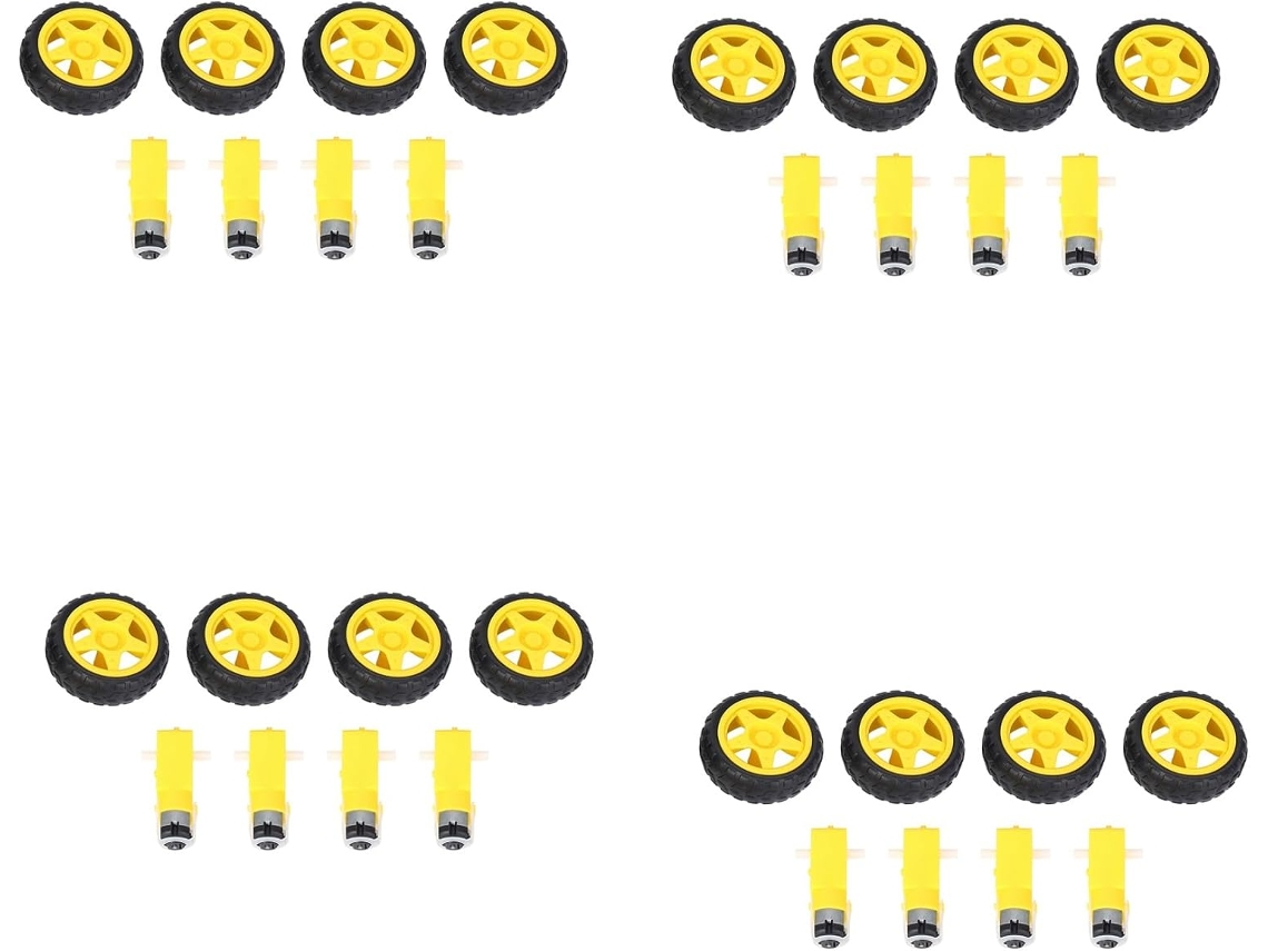 16 Piezas De Ruedas De Plástico Para Robot De Coche Inteligente Con Motor De Engranajes De 3-6 V Cc