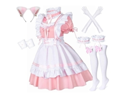 2026altiro-disfraz De Sirvienta Ángel Lolita Francesa Con Orejas De Gato Y Accesorios Para Mujer - Rosa