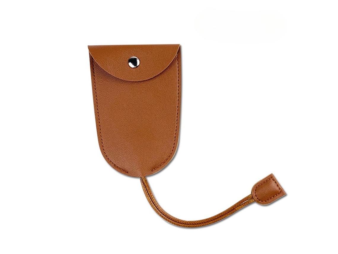 Funda para llave de coche de PU de colores brillantes, soporte portátil para llaves con clip y anilla, color marrón Hexinyigjly