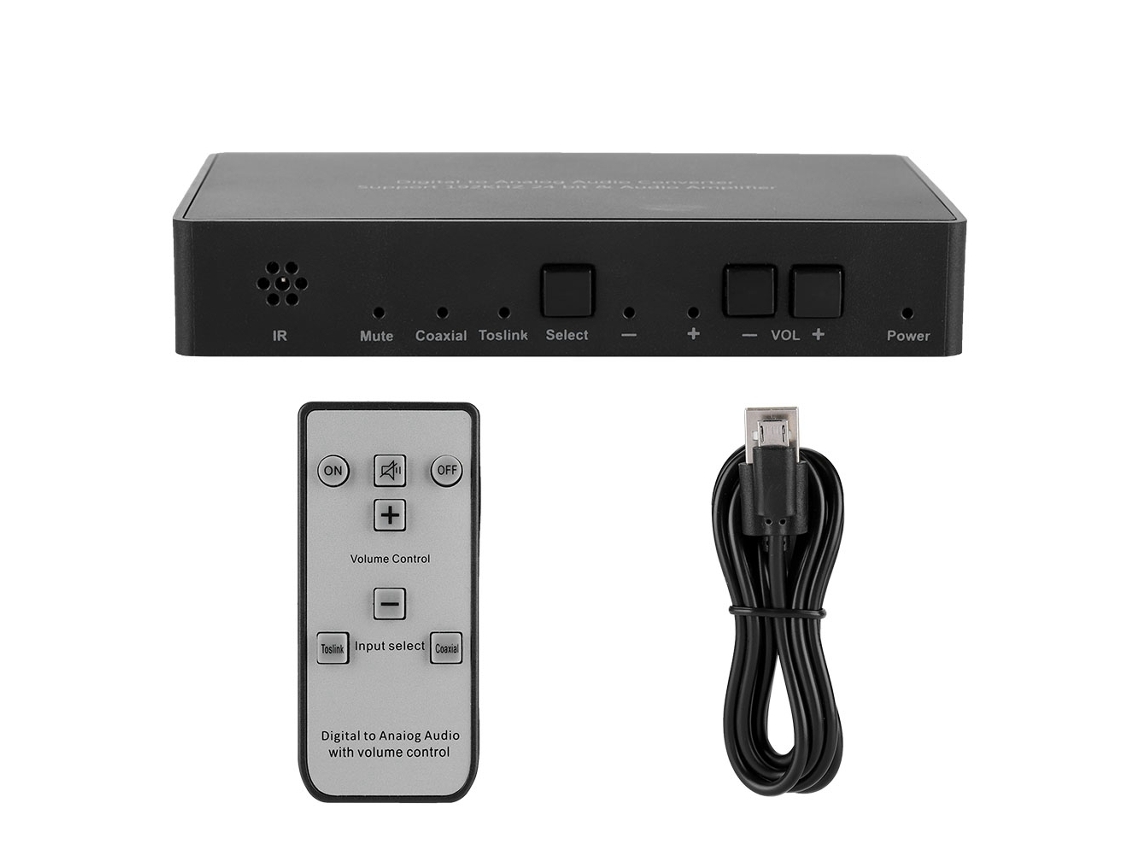 Adaptador digital a analógico con entrada coaxial o Toslink