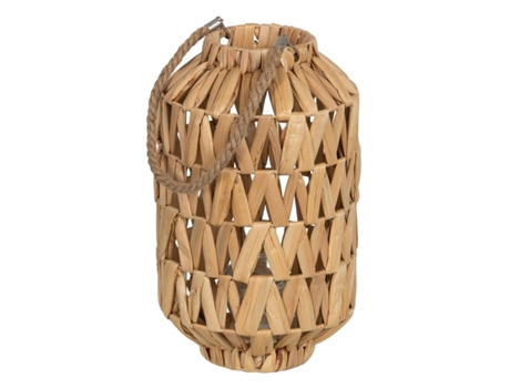 Farol Portavelas Farol Beige Metal Cristal Jacinto de agua 23 x 23 x 39 cm BIGBUY HOME