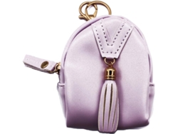 Monedero pequeño de piel sintética con llavero - Cartera tipo domo con cierre para mujer - Morado claro