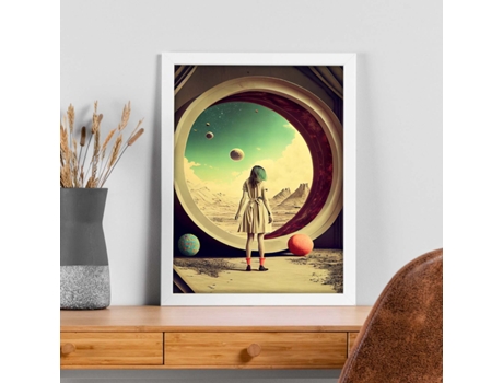 NACNIC Poster Ventana En Estilo Surrealismo Cinematográfico Ilustraciones Y Grabados De Historieta Abstracta Y Artística A4 Marcos Negros