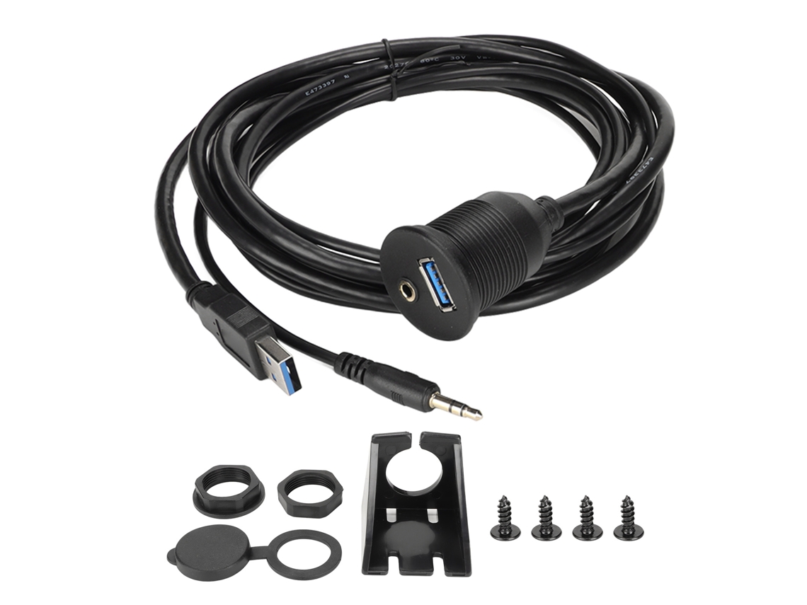 Cable De Montaje Empotrado Para Coche De 2 M Con Usb 3.0, Aux Y Conector De 3,5 Mm Con Indicadores Led Para Coche, Barco Y Motocicleta.