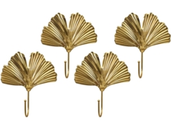 Ganchos Pared Dorados Juego 4 Metal Forma Ginkgo Toallero Multifuncional Elegante Diseño Nórdico Hogar Porche