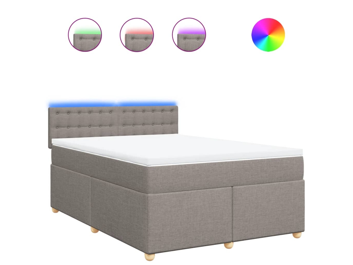Maison Exclusive - Cama Box Spring Con Colchón Tela Gris Taupe 140x200 Cm