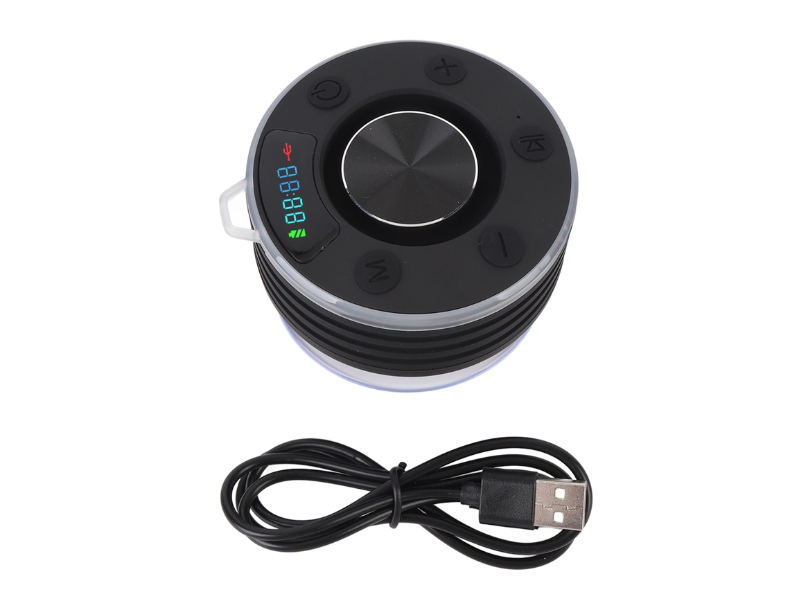 Alto Falante De Chuveiro Bluetooth 5.3 Ipx7 Com Luz Rgb E Tela De Hora Sucção Portátil