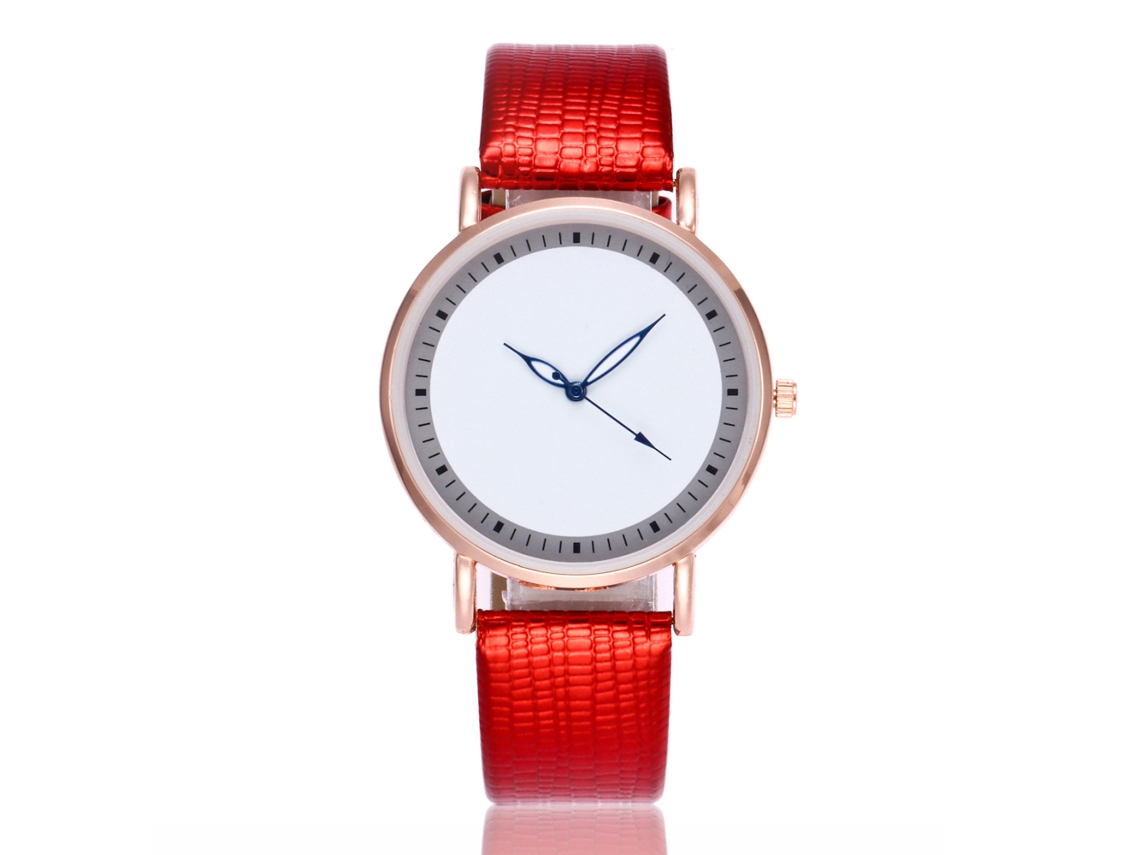 Reloj Analógico De Cuarzo Para Mujer Con Correa De Piel Sintética, Estilo Casual Y Moderno (rojo)