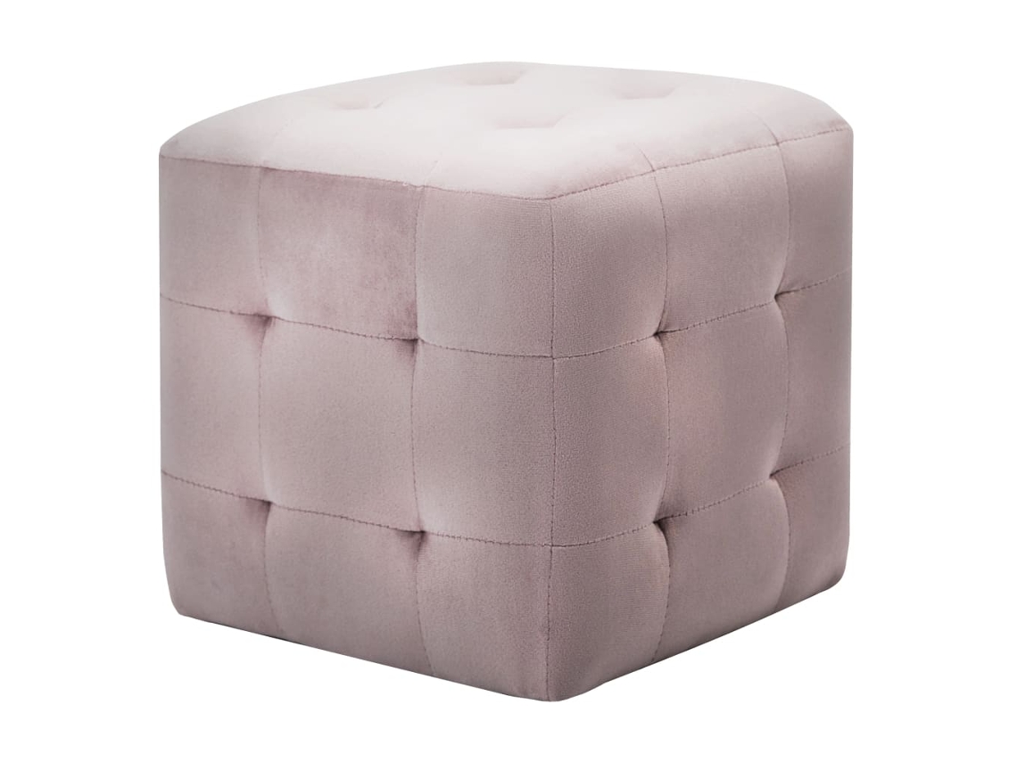 Juego de mesita de noche de dos piezas, 30x30x30 cm, terciopelo rosa, EXCLUSIVA MAISON