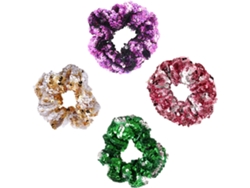 Juego De 4 Piezas De Gomas Para El Cabello Con Lentejuelas Para Mujer, Accesorios Para El Cabello, Verde, Dorado, Rosa, Rojo, Rosa