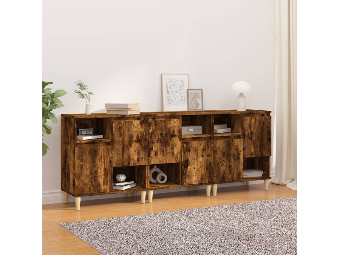 Lovely Home Aparador 3 Pzs 60X35X70 Cm Derivados Madera Roble Ahumado