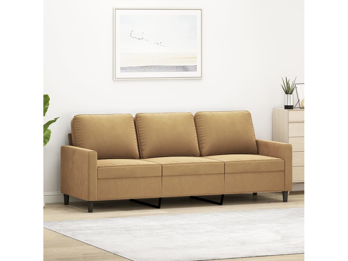 Sofá De 3 Plazas | Sofá De Salón | Sofá De Descanso Terciopelo Marrón 180 Cm Wsd325102