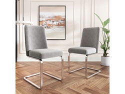 Silla Comedor Samt 2 Unidades - Diseño Diamante, Con Patas Metálicas Plateadas - Gris