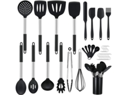 Juego de cucharas y espátulas JEIIBRZUI con mango negro de 38 piezas Modelo B