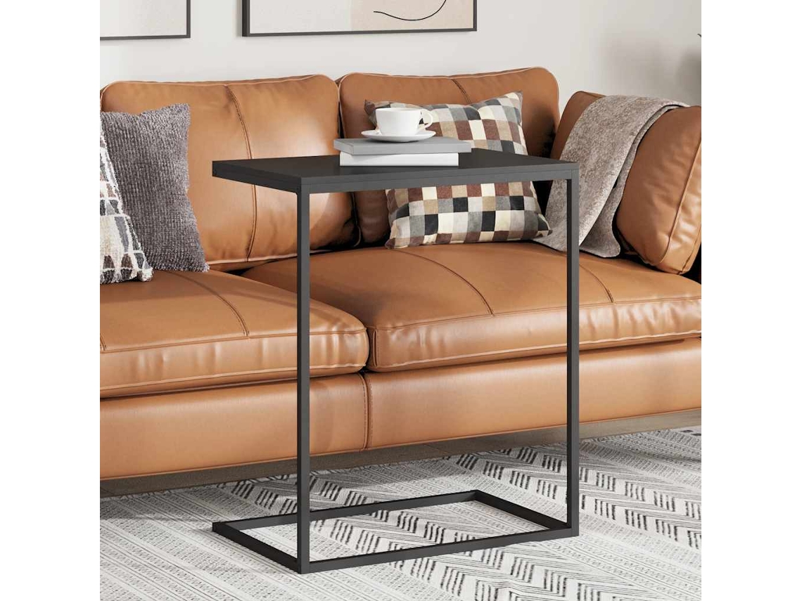 Mesa De Centro | Mesa Auxiliar De Madera Contrachapada Negro 55x35x66 Cm