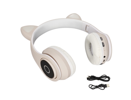 Lindos auriculares Bluetooth ajustables con orejas de gato y graves, auriculares inalámbricos Bluetooth portátiles con cable de sonido para niños (...