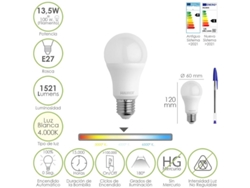 Bombilla led estandar rosca e27. 13,5 watt. equivale a 100 watt. 1521 lumenes. luz neutra (4000  k.)