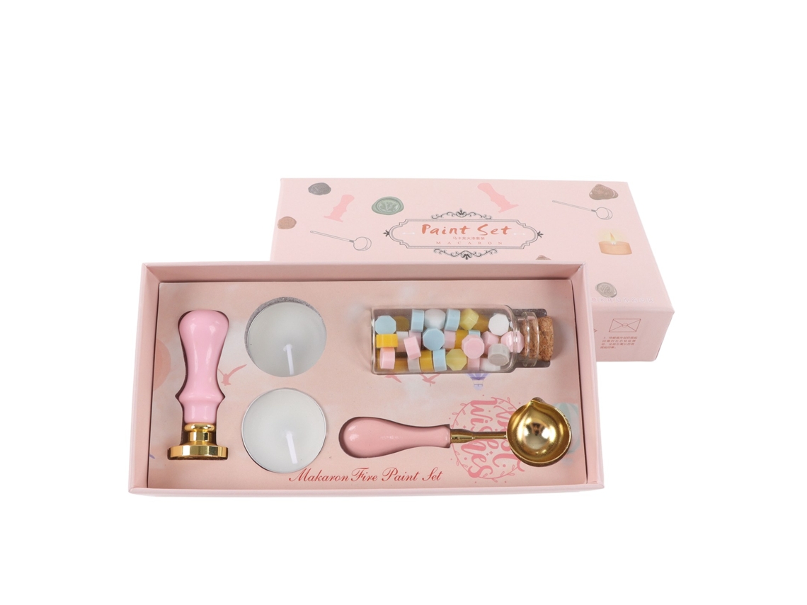 Juego De Sellos De Cera Retro Con Mango Extraíble, Diseño De Iris, Para Invitaciones Con Sobre Rosa.